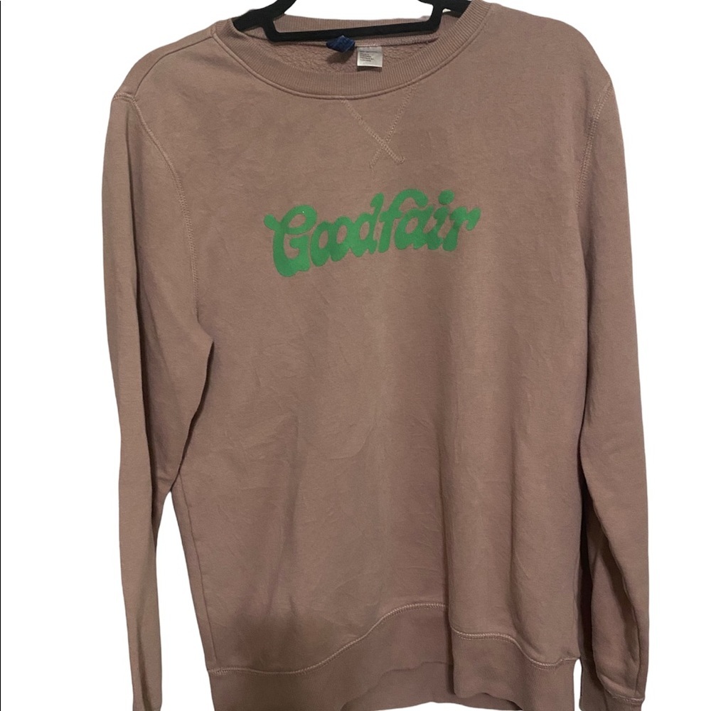 Divided by H&M Blush “Goodfair” Sweatshirt with green lettering. Size M.